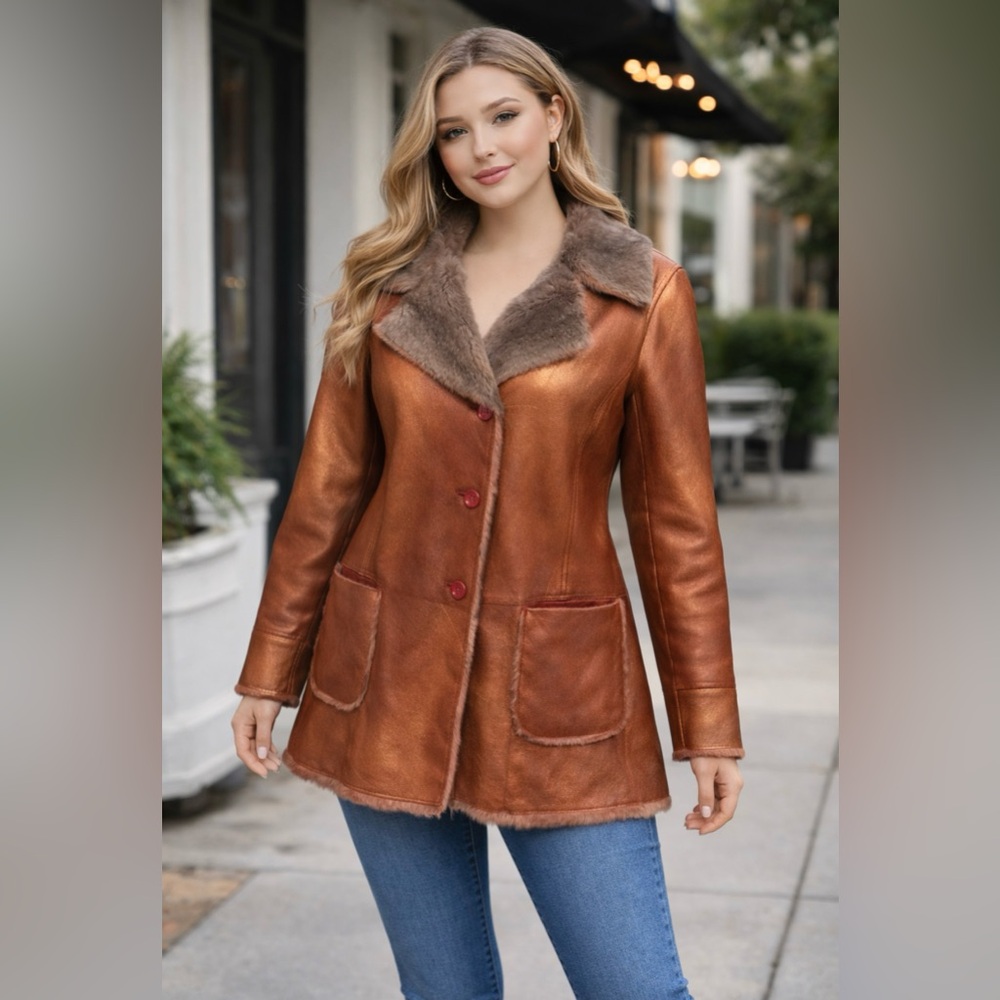 Luxurious Tan Faux Fur Collar Trench Coat
